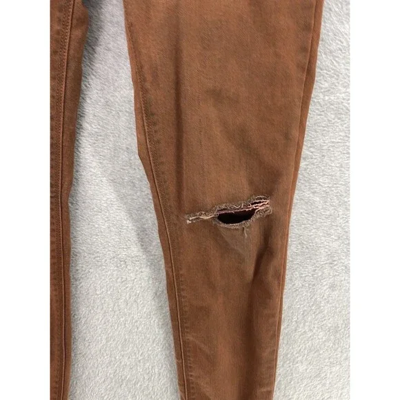 JustBlack Women's Pants Distressed Brown Size 27 Skinny Cotton Blend USA Made - Picture 7 of 14